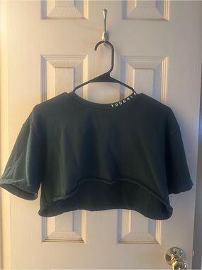 Extra Cropped Dark Green Short Sleeve Top